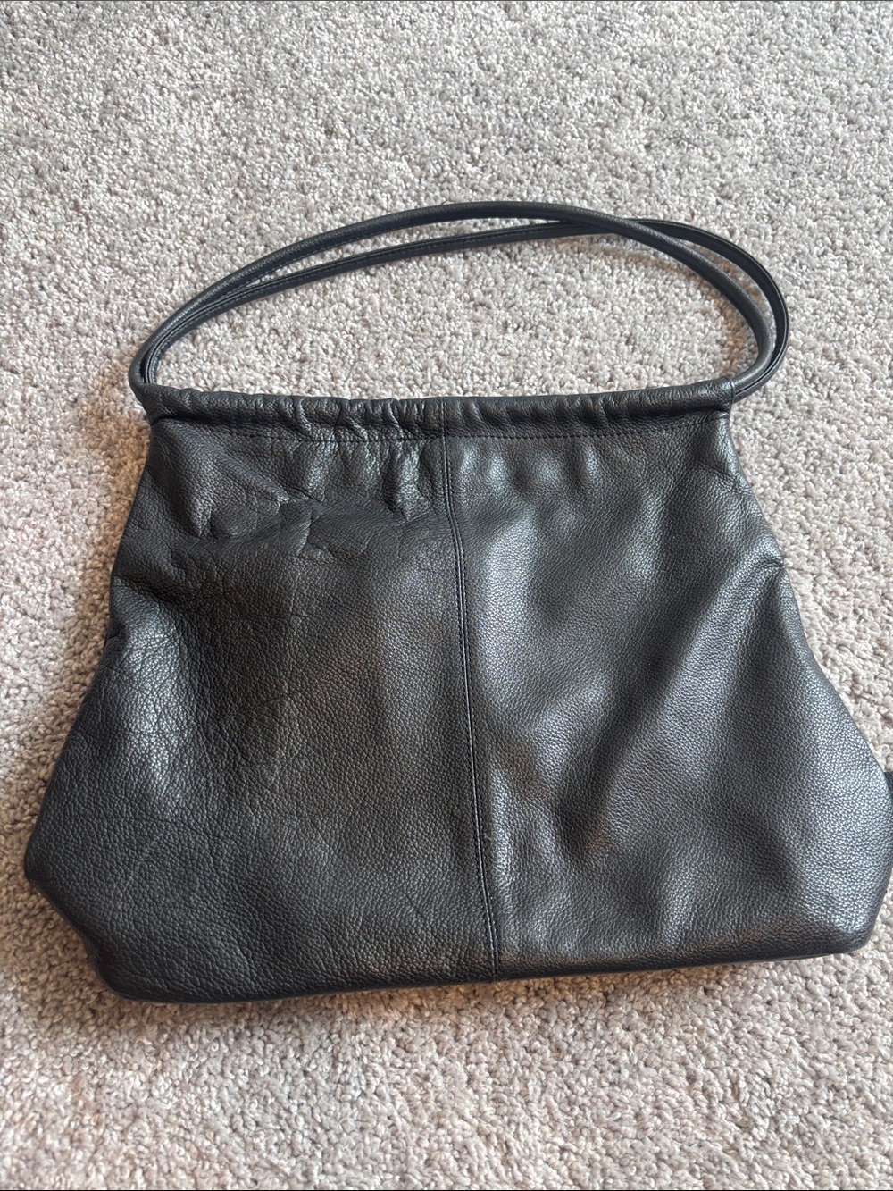 The Sak Black Leather Shoulder Bag with Double Strap